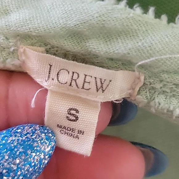 🌸 $10 SALE J. Crew Mint Green Tiered Ruffle Hem Tank Dress Cotton Summer 09 SM - Picture 10 of 15
